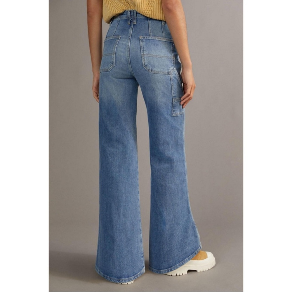 Pilcro The Carpenter Wide Leg Jeans 27 Denim Blue Utility Retro Boho Minimalist - Picture 4 of 15